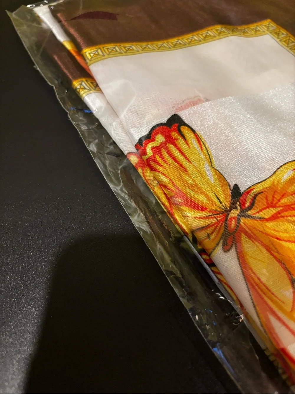 Butterfly Accent scarf - Brown and Yellow